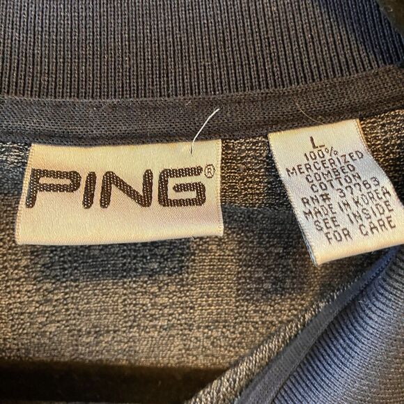 PING Golf Knit Polo Shirt Mens L Windowpane Check 100% Mercerized Combed Cotton - Picture 2 of 10